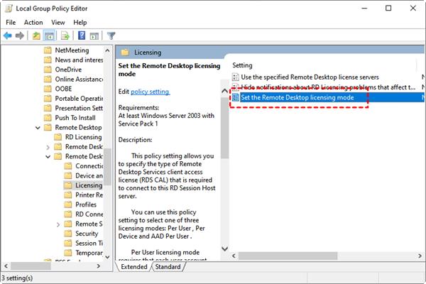 Set the Remote Desktop Licensing Mode